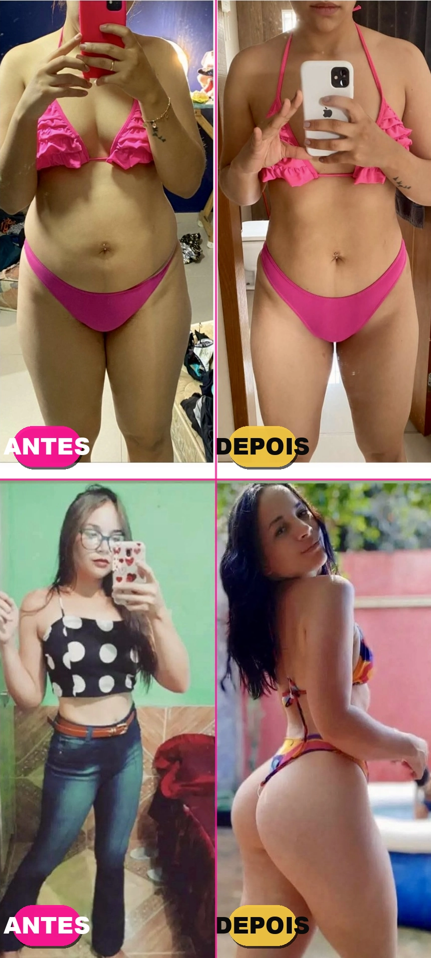 Alunas reais · antes e depois aplicando o Método Corpo Definido
